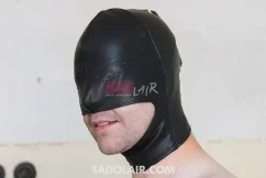 Leather hood open mouth and chin