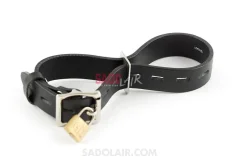 Locking leather BDSM strap cuffs