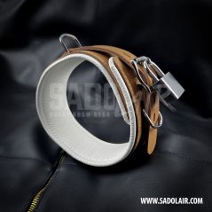 Leather Locking Padded BDSM Collar “Luxury” Brown