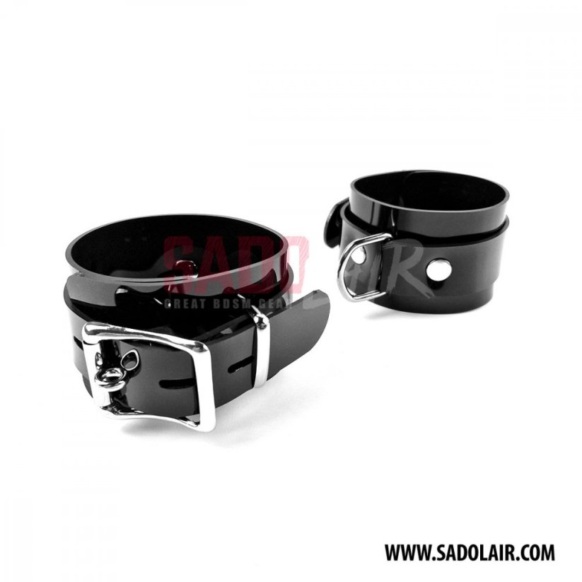Lockable Wrist Cuffs Black PVC