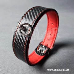Leather Fetish Collar Carbon Red