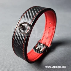 Leather Fetish Collar Carbon Red