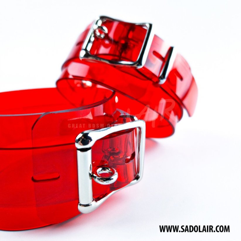 Lockable Wrist Cuffs Red PVC