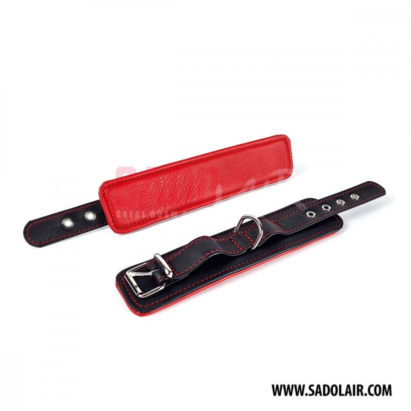 Leather padded wrist cuffs "Softy" Red
