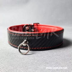 Leather Fetish Collar Carbon Red