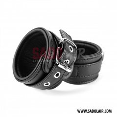 Leather padded ankle cuffs "Softy" Black
