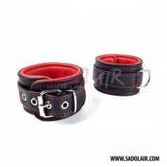 Leather padded ankle cuffs "Softy" Red