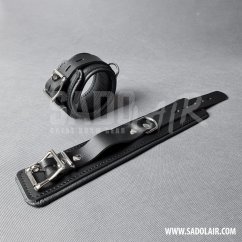 Leather Locking Padded BDSM Wrist Cuffs “Luxury” Black