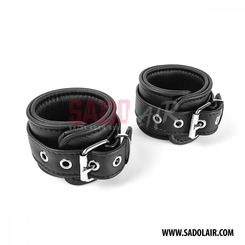Leather padded wrist cuffs "Softy" Black