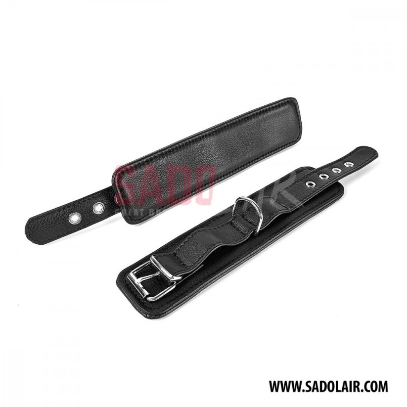 Leather padded wrist cuffs "Softy" Black