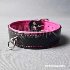 Leather Fetish Collar Carbon Pink