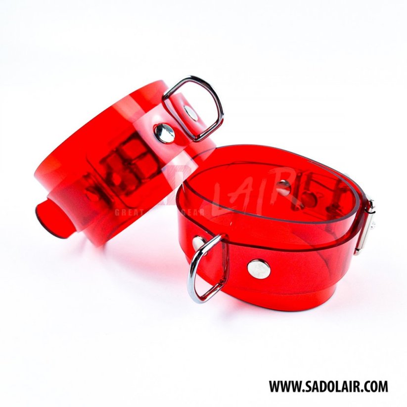 Lockable Ankle Cuffs Red PVC