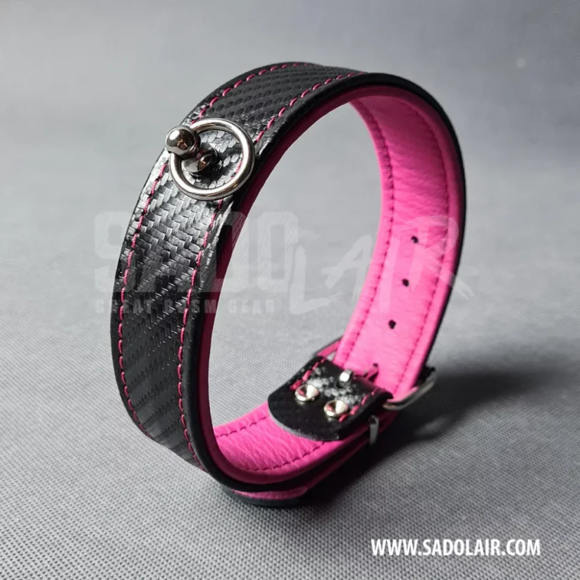 Leather Fetish Collar Carbon Pink
