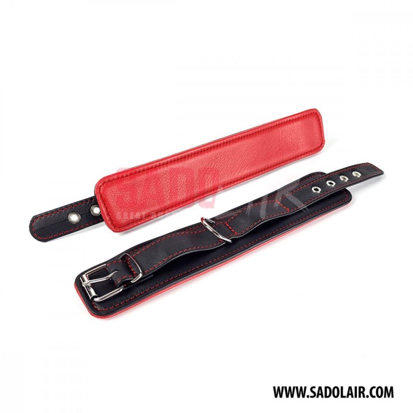 Leather padded ankle cuffs "Softy" Red