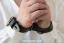 Locking leather BDSM strap cuffs
