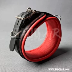 Leather Locking Padded BDSM Collar “Luxury” Red
