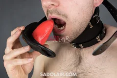 Leather gag with inner dildo
