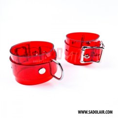 Lockable Wrist Cuffs Red PVC