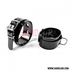 Lockable Ankle Cuffs Black PVC