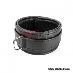 Leather padded collar “Softy” Black