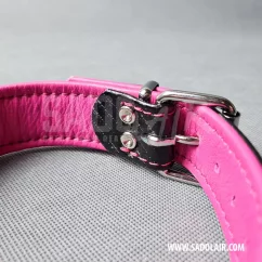 Leather Fetish Collar Carbon Pink