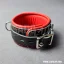 Leather Locking Padded BDSM Ankle Cuffs “Luxury” Red